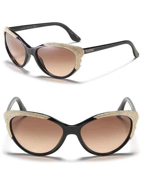 valentino crystal wing cat eye sunglasses|V .